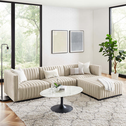 Modway EEI-5788 Conjure 4-Piece Channel Tufted Upholstered Fabric Sectional Sofa Modway