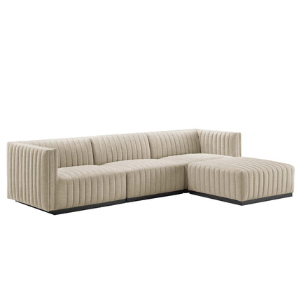 Modway EEI-5788 Conjure 4-Piece Channel Tufted Upholstered Fabric Sectional Sofa Modway
