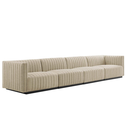 Modway EEI-5789 Conjure 4-Piece Channel Tufted Upholstered Fabric Sofa Modway