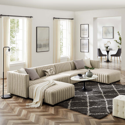 Modway EEI-5790 Conjure 6-Piece Channel Tufted Upholstered Fabric Sectional Sofa Modway