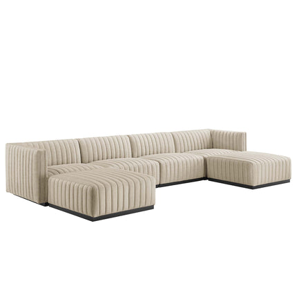 Modway EEI-5790 Conjure 6-Piece Channel Tufted Upholstered Fabric Sectional Sofa Modway