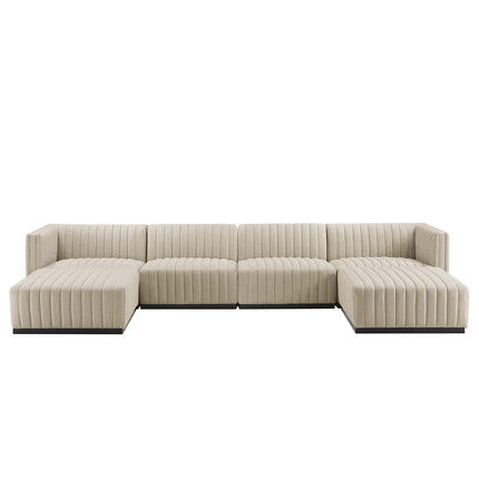 Modway EEI-5790 Conjure 6-Piece Channel Tufted Upholstered Fabric Sectional Sofa Modway