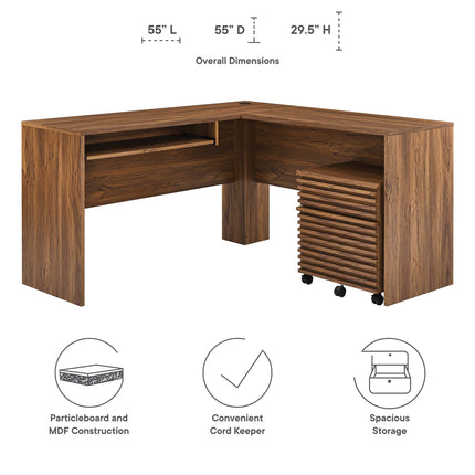 Modway EEI-5821 Render Wood Desk and File Cabinet Set Modway