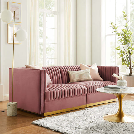 Modway EEI-5824 Sanguine Channel Tufted Performance Velvet Modular Sectional Sofa Loveseat Modway