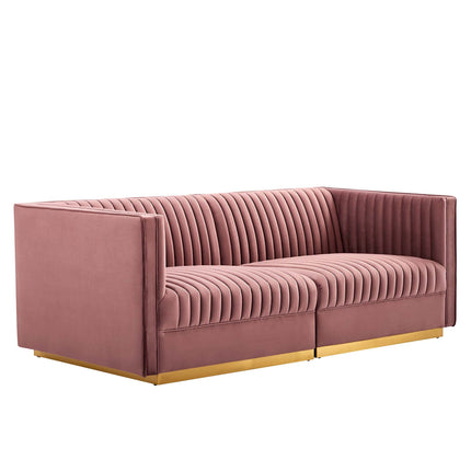 Modway EEI-5824 Sanguine Channel Tufted Performance Velvet Modular Sectional Sofa Loveseat Modway