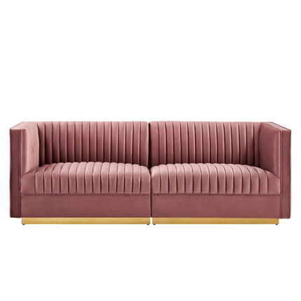 Modway EEI-5824 Sanguine Channel Tufted Performance Velvet Modular Sectional Sofa Loveseat Modway