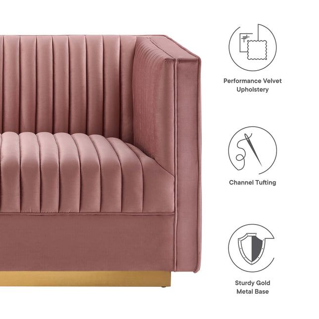 Modway EEI-5824 Sanguine Channel Tufted Performance Velvet Modular Sectional Sofa Loveseat Modway