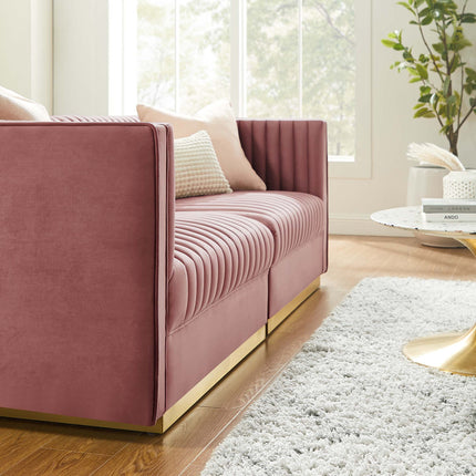 Modway EEI-5824 Sanguine Channel Tufted Performance Velvet Modular Sectional Sofa Loveseat Modway