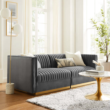Modway EEI-5824 Sanguine Channel Tufted Performance Velvet Modular Sectional Sofa Loveseat Modway