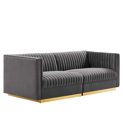 Modway EEI-5824 Sanguine Channel Tufted Performance Velvet Modular Sectional Sofa Loveseat Modway