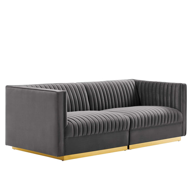 Modway EEI-5824 Sanguine Channel Tufted Performance Velvet Modular Sectional Sofa Loveseat Modway