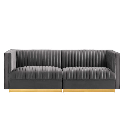 Modway EEI-5824 Sanguine Channel Tufted Performance Velvet Modular Sectional Sofa Loveseat Modway