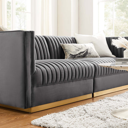 Modway EEI-5824 Sanguine Channel Tufted Performance Velvet Modular Sectional Sofa Loveseat Modway