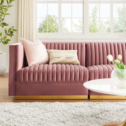 Modway EEI-5825 Sanguine Channel Tufted Performance Velvet 3-Seat Modular Sectional Sofa Modway
