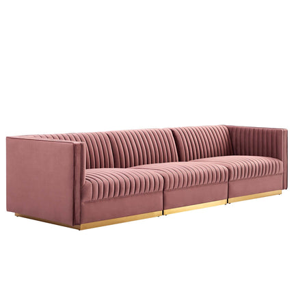 Modway EEI-5825 Sanguine Channel Tufted Performance Velvet 3-Seat Modular Sectional Sofa Modway