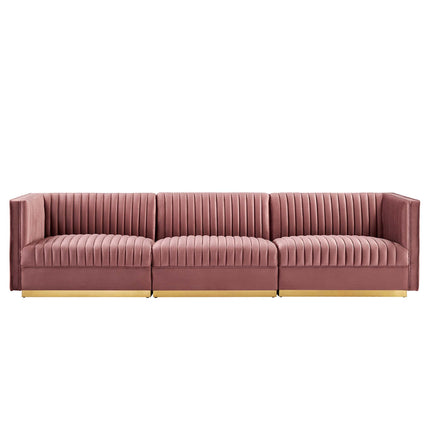 Modway EEI-5825 Sanguine Channel Tufted Performance Velvet 3-Seat Modular Sectional Sofa Modway