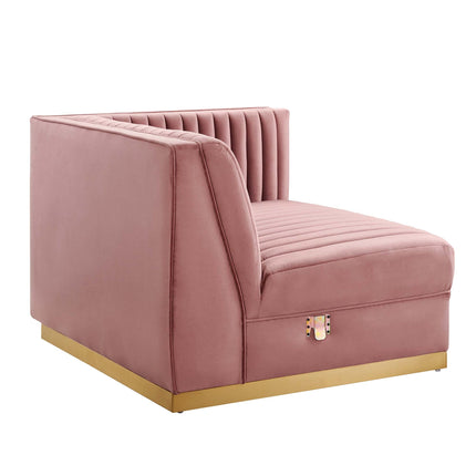 Modway EEI-5825 Sanguine Channel Tufted Performance Velvet 3-Seat Modular Sectional Sofa Modway