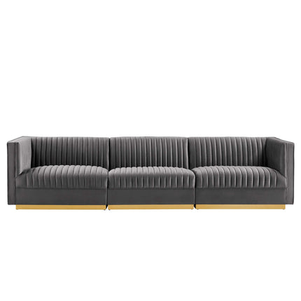 Modway EEI-5825 Sanguine Channel Tufted Performance Velvet 3-Seat Modular Sectional Sofa Modway