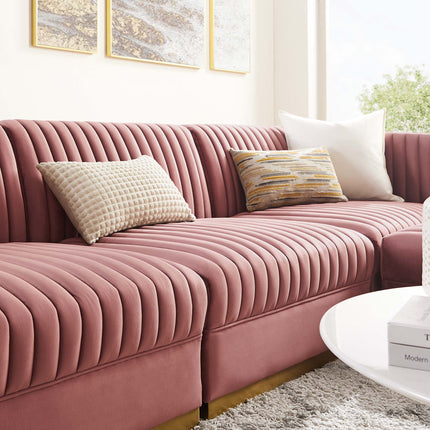 Modway EEI-5826 Sanguine 4-Piece Channel Tufted Performance Velvet Modular Sectional Sofa Modway
