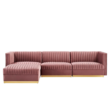 Modway EEI-5826 Sanguine 4-Piece Channel Tufted Performance Velvet Modular Sectional Sofa Modway