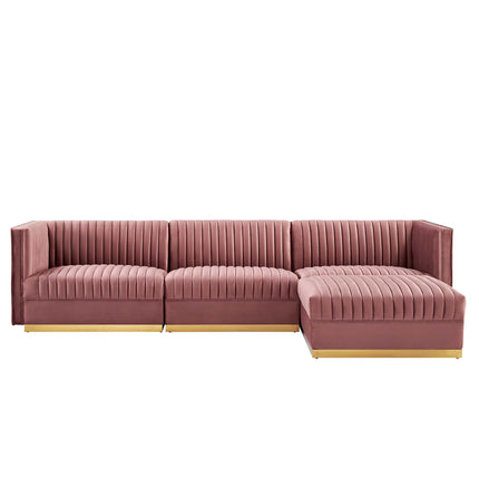 Modway EEI-5826 Sanguine 4-Piece Channel Tufted Performance Velvet Modular Sectional Sofa Modway
