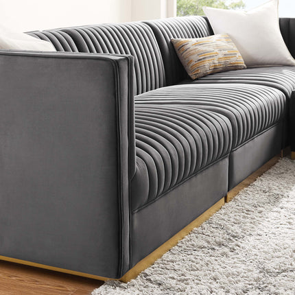 Modway EEI-5826 Sanguine 4-Piece Channel Tufted Performance Velvet Modular Sectional Sofa Modway