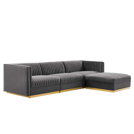 Modway EEI-5826 Sanguine 4-Piece Channel Tufted Performance Velvet Modular Sectional Sofa Modway