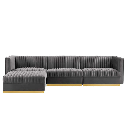 Modway EEI-5826 Sanguine 4-Piece Channel Tufted Performance Velvet Modular Sectional Sofa Modway