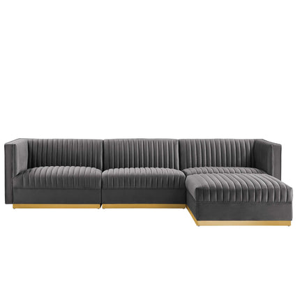 Modway EEI-5826 Sanguine 4-Piece Channel Tufted Performance Velvet Modular Sectional Sofa Modway