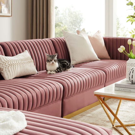 Modway EEI-5828 Sanguine 5-Piece Channel Tufted Performance Velvet Modular Sectional Sofa Modway