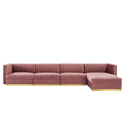 Modway EEI-5828 Sanguine 5-Piece Channel Tufted Performance Velvet Modular Sectional Sofa Modway