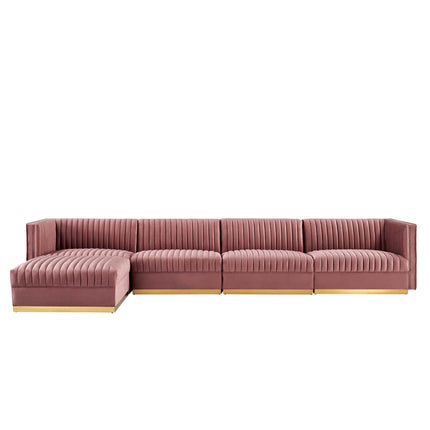 Modway EEI-5828 Sanguine 5-Piece Channel Tufted Performance Velvet Modular Sectional Sofa Modway