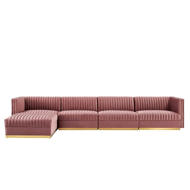 Modway EEI-5828 Sanguine 5-Piece Channel Tufted Performance Velvet Modular Sectional Sofa Modway