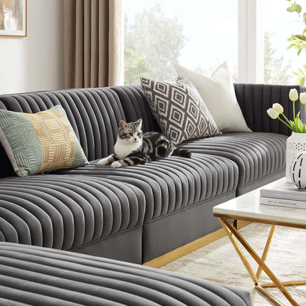 Modway EEI-5828 Sanguine 5-Piece Channel Tufted Performance Velvet Modular Sectional Sofa Modway