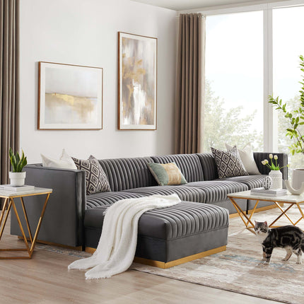 Modway EEI-5828 Sanguine 5-Piece Channel Tufted Performance Velvet Modular Sectional Sofa Modway
