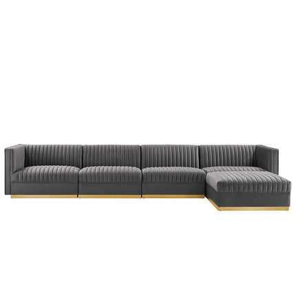 Modway EEI-5828 Sanguine 5-Piece Channel Tufted Performance Velvet Modular Sectional Sofa Modway