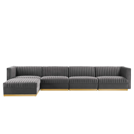 Modway EEI-5828 Sanguine 5-Piece Channel Tufted Performance Velvet Modular Sectional Sofa Modway