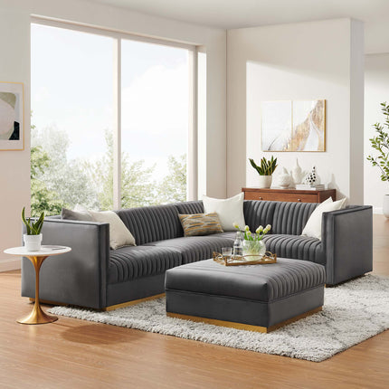 Modway EEI-5831 Sanguine 5-Piece Channel Tufted Performance Velvet Right-Facing Modular Sectional Sofa Modway