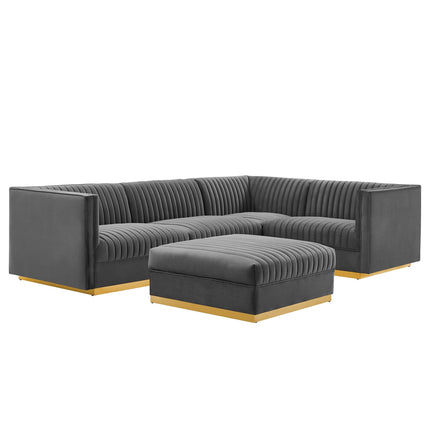 Modway EEI-5831 Sanguine 5-Piece Channel Tufted Performance Velvet Right-Facing Modular Sectional Sofa Modway