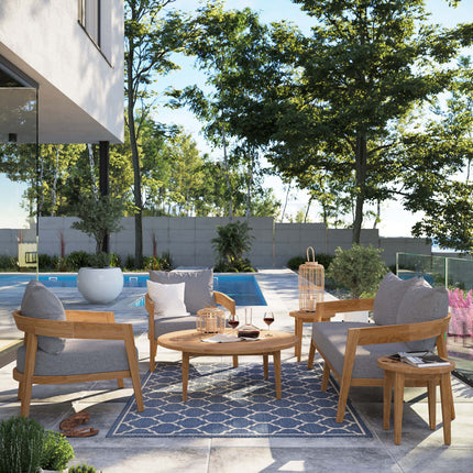 Modway EEI-5833 Brisbane 6-Piece Teak Wood Outdoor Patio Set Modway