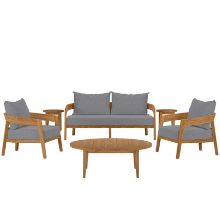 Modway EEI-5833 Brisbane 6-Piece Teak Wood Outdoor Patio Set Modway