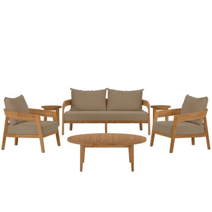 Modway EEI-5833 Brisbane 6-Piece Teak Wood Outdoor Patio Set Modway