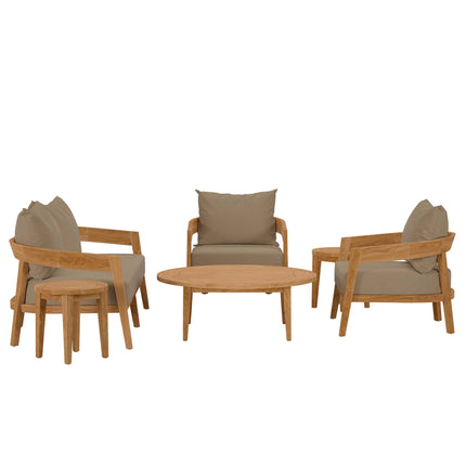 Modway EEI-5833 Brisbane 6-Piece Teak Wood Outdoor Patio Set Modway