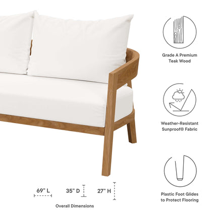 Modway EEI-5833 Brisbane 6-Piece Teak Wood Outdoor Patio Set Modway