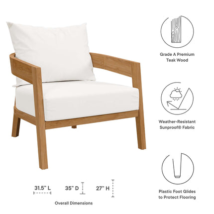 Modway EEI-5833 Brisbane 6-Piece Teak Wood Outdoor Patio Set Modway
