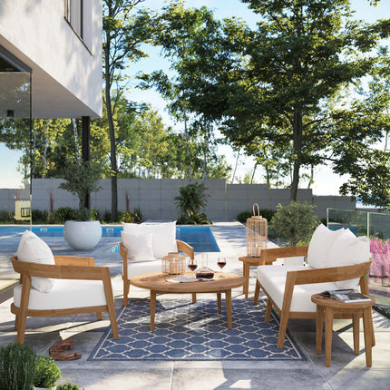 Modway EEI-5833 Brisbane 6-Piece Teak Wood Outdoor Patio Set Modway