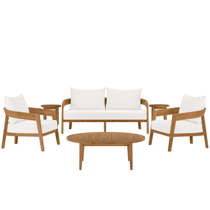 Modway EEI-5833 Brisbane 6-Piece Teak Wood Outdoor Patio Set Modway