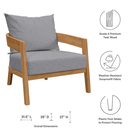 Modway EEI-5834 Brisbane 3-Piece Teak Wood Outdoor Patio Set Modway