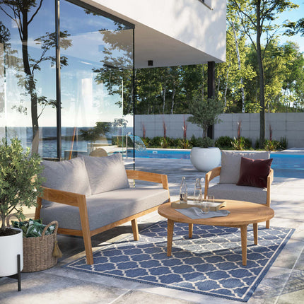 Modway EEI-5834 Brisbane 3-Piece Teak Wood Outdoor Patio Set Modway