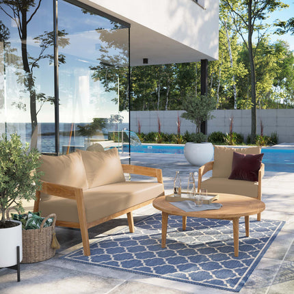 Modway EEI-5834 Brisbane 3-Piece Teak Wood Outdoor Patio Set Modway